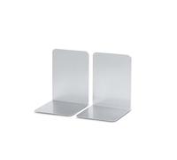 MAUL Aluminium Bookends Silver Desk Support Set | Keeps books upright, sl lossy look, scratch-resistant finish, sturdy 2-piece pair, compact for office shelves