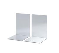 MAUL Aluminum Bookends Silver Heavy Duty Desk Support | scratch-resistant glossy finish, sturdy 2-piece set, slim freestanding design, tidy shelves and office desks