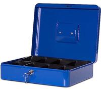 MAUL Cash Box Blue Metal Lockbox with Insert | Neat coin sorting, tidy notes and receipts, controlled key access, handy carry grip, ideal for tips and events