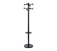 Maul Coat Stand Height 175 cm Free-Standing Rotating Clothes Stand with 16 Hooks Sturdy Steel Black Gloss