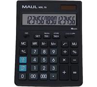 MAUL Commercial Calculator MXL16 | Angled Display with 16 Digits | Includes Tax Calculator | Large: 20.5 x 15.5 cm | Professional Desk Calculator | Solar/Battery | Black