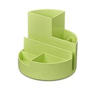 Maul Desk Organiser Round Box Diameter 14 x 12.5 cm Organiser with 6 Compartments Pen Holder for Pens, Markers and Scissors Pen Organiser for Office and Desk Lime