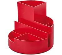 Maul Desk Organiser Round Box Eco | Organiser Made of 85% Recycled Plastic | for Storing Pens, Scissors and Note Card | Practical Shelf for Office and Desk | Red