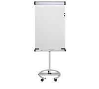 Maul Flipchart MAULsolid flip2use, 66 x 97 cm, mobile whiteboard with 5 castors and round base, rotating board with block holder and large storage tray for markers, portrait and landscape format, grey