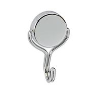 Maul Neodymium Magnet with Carousel Hook, Round, Rotatable, Steel, 30 kg Holding Force, 38.5 mm, Light Silver