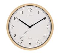 MAUL MAULgrain Wall Clock 30 cm Round with Quartz Movement without Ticking Noises Plastic Frame in Wood Look