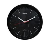 MAUL MAULjump Wall Clock Diameter 30.5 cm | Stylish Radio Clock Made of Mineral Glass | Automatic Time Setting | Ideal for the Office, Home Office and Workplace | Includes Battery | Black