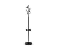 MAUL MAULpolaris Coat Rack 36.5 x 36.5 x 177 cm | Coat Stand with Umbrella Holder and 8 Hooks | Hallway Coat Rack for Office, Reception Area | Sturdy Steel Clothes Stand | Chrome