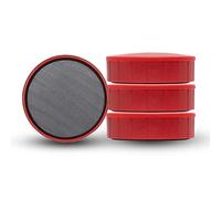 MAUL MAULsolid Magnet, Self-Service Packaging, Shatterproof and Small Magnets for Versatile Use, Round Magnet with Modern Design, Diameter 38 x 12.5 mm, Pack of 4, Red