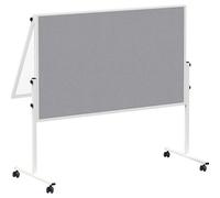 MAUL MAULsolid Presentation Board 150 x 120 cm | Folding Whiteboard with Double-Sided Use | Two Parts: Magnetic Board and Felt Notice Board | Board for Office, School, University | White/Grey