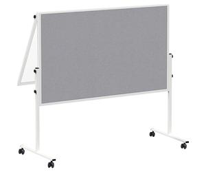 MAUL MAULsolid Presentation Board 150 x 120 cm | Folding Whiteboard with Double-Sided Use | Two Parts: Magnetic Board and Felt Notice Board | Board for Office, School, University | White/Grey