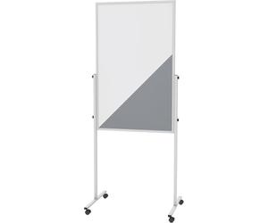 MAUL MAULsolid Presentation Board, 150 x 120 cm, Sturdy Whiteboard with Double-Sided Use, Two Parts: Magnetic Board and Felt Notice Board, Board for Office, School, University, White/Grey
