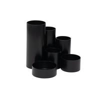 MAUL MAULtubo Recycling Pencil Holder Diameter 15 x 12.5 cm Recycled Plastic with 6 Holders, Desk Organiser for Pens, Brushes and Scissors, Stylish Office Organiser, Black