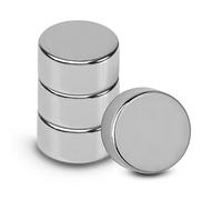 MAUL Neodymium Disc Magnet High Adhesive for Versatile Use Round Magnet with Elegant and Modern Design Diameter 20 x 10 mm Pack of 4 Light Silver