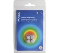 MAUL Neodymium Disc Magnet - High Adhesive - Round, Silver, 10 x 10 mm - Pack of 4