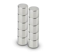 MAUL Neodymium Magnet Diameter 10 x 10 mm (Pack of 10) | Magnets for Versatile Use | Round Magnet with Elegant and Modern Design | Magnets Strong for Magnetic Board, Magnetic Tape | Silver