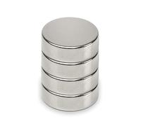 MAUL Neodymium Magnet Diameter 15 x 5 mm (Pack of 4) | Magnets for Versatile Use | Round Magnet with Elegant and Modern Design | Magnets Strong for Magnetic Board, Magnetic Tape | Silver