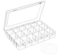 Mauproy 18 Grids Large Plastic Organizer Box with Adjustable Dividers, Clear Compartment Storage Container Tackle Box with Label Stickers for Beads, Crafts, Jewelries, Tools