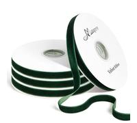 Mauproy 3/8 Inch Green Velvet Ribbon, 4 Rolls Total 40 Yards, Single Face Vintage Thin Velvet Ribbon for Christmas Tree Ornaments, Gift Wrapping, Crafts, Bows Making