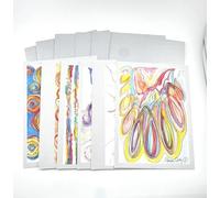 Maureen Claffy Art Studio - The Aer Collection-Inspired by Air-A Set of 6 Flat, Matte, Frameable Art Correspondence Cards + 6 Silver Metallic Envelopes + 6 Metallic Dragonfly Envelope Seals.