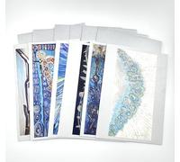 Maureen Claffy Art Studio - The Caelum Collection -Inspired by Sky - A Set of 6 Flat, Matte, Frameable Art Correspondence Cards + 6 Silver Metallic Envelopes + 6 Metallic Dragonfly Envelope Seals.