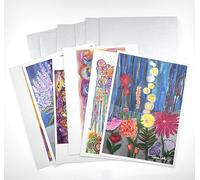 Maureen Claffy Art Studio - The Marea Collection-Inspired by the Tides-A Set of 6 Flat, Matte, Frameable Art Correspondence Cards + 6 Silver Metallic Envelopes + 6 Metallic Dragonfly Envelope Seals