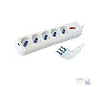 Maurer Multi-Outlet 5 Outputs Plug 2P+T 10A Dual Socket + Schuko With Light