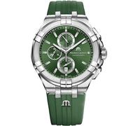 Maurice Lacroix Aikon Green AI1018-SS000-630-5 Men's Watch Chronograph Analogue Quartz with Green Rubber Strap, Green, Modern