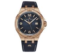 Maurice Lacroix Men's 'Aikon' Blue Dial Leather Strap Quartz Watch AI1028-BRZ01-420-1 Maurice Lacroix Blue One Size