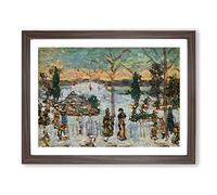 Maurice Pendergrast Snow in April Classic Painting Framed Print | A3 Walnut Framed Wall Art | Ready to Hang | Classic Landscape Picture | Living Room Bedroom Lounge Office