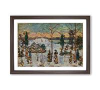 Maurice Pendergrast Snow in April Framed Print | A2 Walnut Framed Wall Art | Ready to Hang | Modern Landscape Picture | Living Room Bedroom Lounge Office