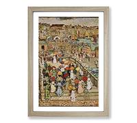 Maurice Pendergrast The Bridge Framed Print | A2 Oak Framed Wall Art | Ready to Hang | Modern Cityscape Picture | Living Room Bedroom Lounge Office