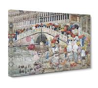 Maurice Pendergrast Umbrellas in the Rain Canvas Print | Gallery Wrapped 30mm Frame Wall Art | 20x14 inches | Ready to Hang | Classic Landscape Picture | Living Room Bedroom Lounge Office