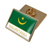 Mauritania Flag Lapel Badge Pin - Geometric Square Badges Art Novelty Brooch Map Pin Creative Jewelry For Women Men Party Travel Gift Accessories Character