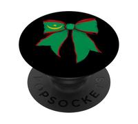 Mauritania Mauritanian Pride Flag Girl Coquette Bow Ribbon PopSockets Adhesive PopGrip