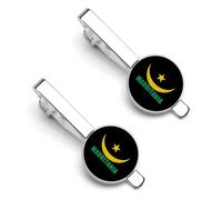 Mauritanian Mauritania Logo Silver Tie Clip Long Styles Necktie Clip Tie Bar for Business Wedding Graduation