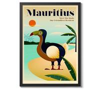 Mauritius, Africa Vintage Travel Poster, Retro Tourism Print, Popular Attractions Around The World, Postcard Home Decor, Archival Matte, A4 (Black Frame) - 29.7x21cm