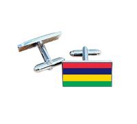 Mauritius Flag Cufflinks - Mauritian National Emblem Gift for Men | Red, Blue, Yellow & Green Flag Design | Groomsmen Wedding Gift | Gift Box Included | Proud Mauritius Heritage Keepsake