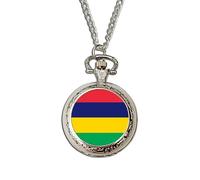 Mauritius Flag Pocket Watch | Quartz National Flag Watch | Handcrafted Patriotic Gift | Vintage-Style Timepiece | Gift for Proud Mauritians & Collectors