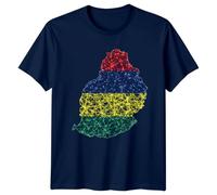 Mauritius Map Island Graphic Mens T-Shirt Womens Tee Travel Unisex L Navy Blue