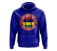 Mauritius Men's Personalised Football Badge Hoodie Royal in Blue | Size: Small Mauritius Blue S