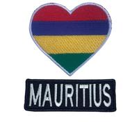 Mauritius National Country Heart Flag with Name Art Clothes Decoration Jeans Jacket Clothing Badge Iron on Sew on Embroidered Patch appliqué
