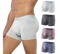 Mauro Kane Men's Boxers Shorts Camo Silk Trunks Underwear Breathable Soft Cool Smooth Underpants Pack of 4,C2-AK4010-multicolor（4-pack,S