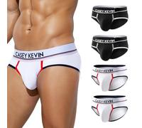 Mauro Kane Men's Briefs Underwear Athletic Sport Low Rise Soft Breathable Boxer Underpants 4 Pack,(Black/Black/White/White)-S