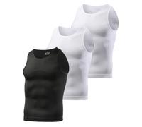 Mauro Kane Mens Compression Vest 3 Pack Slimming Body Shaper for Men Sleeveless Workout Tank Top,2*White+1*Black,XL