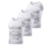 Mauro Kane Mens Compression Vest 3 Pack Slimming Body Shaper for Men Sleeveless Workout Tank Top,White*3,XL