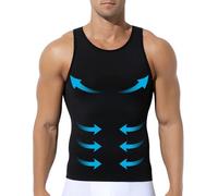 Mauro Kane Mens Compression Vest Slimming Body Shaper Seamless Top Sleeveless Workout Tank Top Black