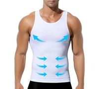 Mauro Kane Mens Compression Vest Slimming Body Shaper Seamless Top Sleeveless Workout Tank Top White