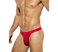 Mauro Kane Men's G-String Thong Sexy Micro Bulge Pouch Low Rise Letter Print Underwear Red XL.