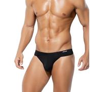 Mauro Kane Men's Ice Silk Thongs Underwear Bulge Pouch G-Strings Brief Underwear for Men T-Back Bikini,Black-L